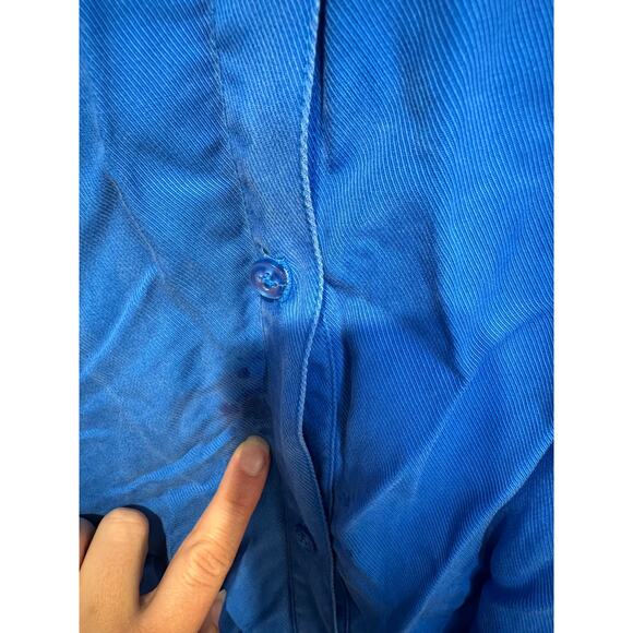 THAKOON Women's Blue Button Front Collared Tie Waist Mini Shirt Dress Size 14 - Picture 7 of 15